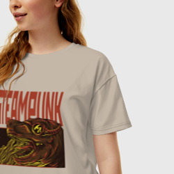 Женская футболка хлопок Oversize Steampunk T-Rex - фото 2