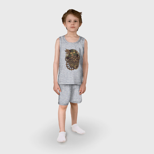 Детская пижама с шортами хлопок Стимпанк Steampunk, цвет меланж - фото 3