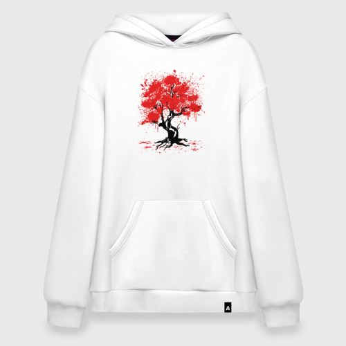 Худи SuperOversize хлопок Сакура Sakura вишня, цвет белый