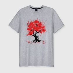 Мужская футболка хлопок Slim Сакура Sakura вишня