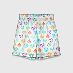 Детские спортивные шорты 3D Genshin Impact эмблемы