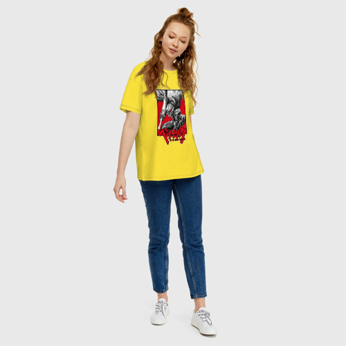 Женская футболка хлопок Oversize Berserk Берсерк, цвет желтый - фото 5