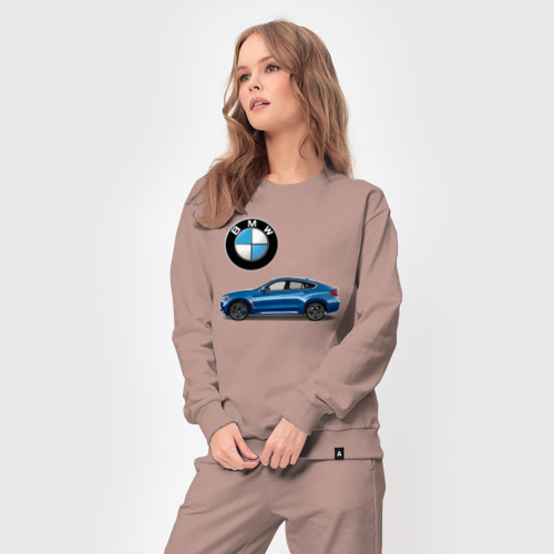 Женский костюм хлопок с принтом BMW X6, вид сбоку #3