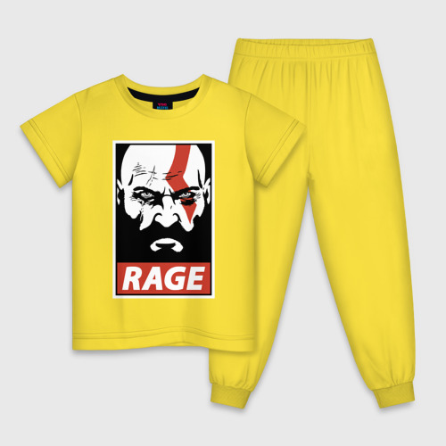 Детская пижама хлопок с принтом Rage Kratos, вид спереди #2