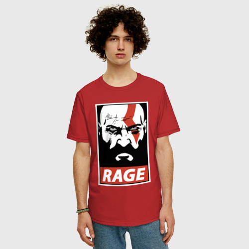 Мужская футболка хлопок Oversize Rage Kratos, цвет красный - фото 3