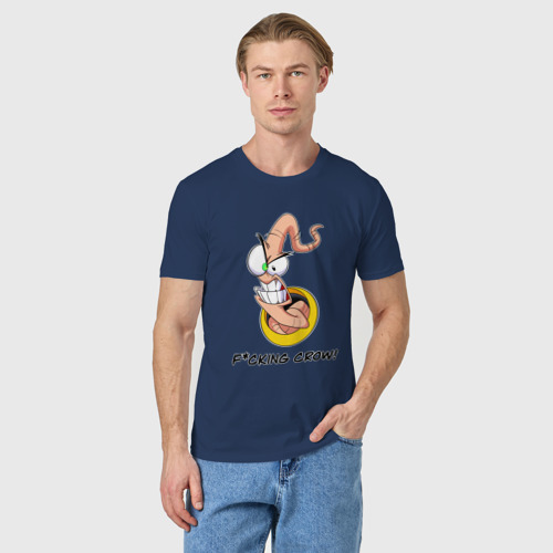Мужская футболка хлопок Червяк Джимм, цвет темно-синий - фото 3