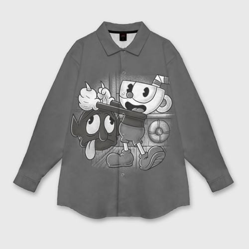 Мужская рубашка oversize 3D Cuphead, цвет белый