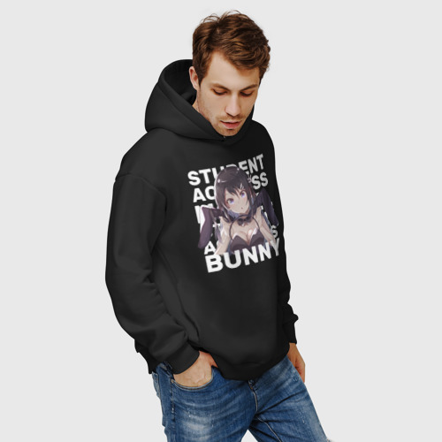 Мужское худи Oversize хлопок Bunny, цвет черный - фото 7