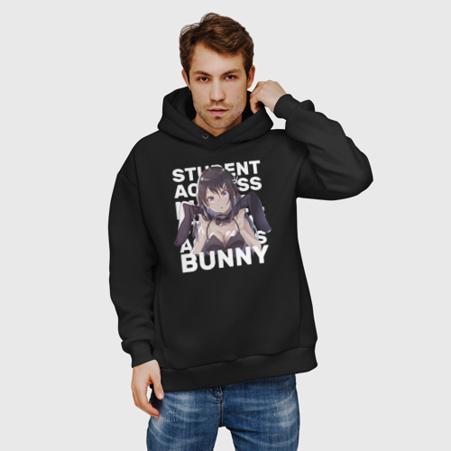 Мужское худи Oversize хлопок Bunny, цвет черный - фото 3