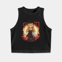 Женская укороченная майка-топ хлопок Огненный Столп Kimetsu no Yaiba