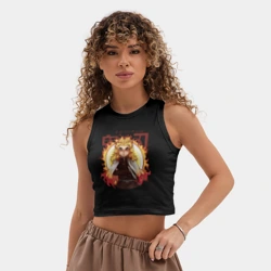 Женская укороченная майка-топ хлопок Огненный Столп Kimetsu no Yaiba - фото 2