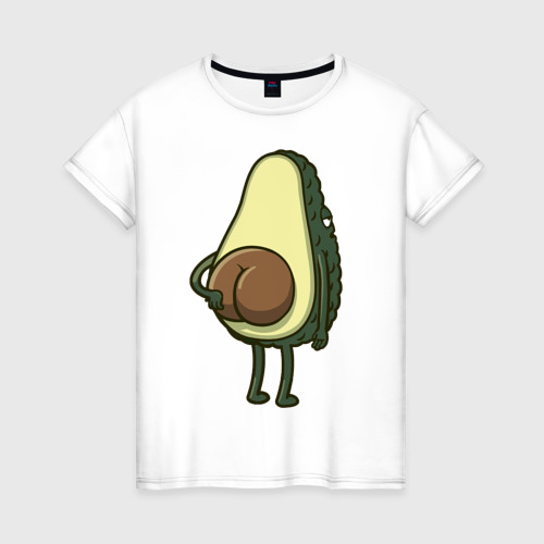Женская футболка из хлопка с принтом Авокадо с попкой, вид спереди №1