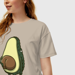 Женская футболка хлопок Oversize Авокадо с попкой - фото 2