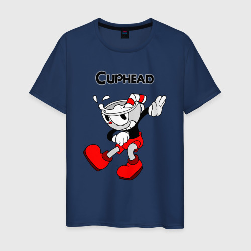 Мужская футболка хлопок Cuphead/Капхед, цвет темно-синий