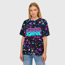 Женская футболка oversize 3D Friday night Funkin neon - фото 2