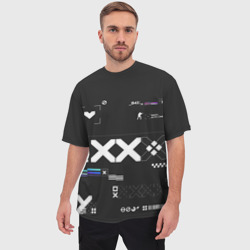 Мужская футболка oversize 3D Printstream style Поток информации Белизна 0.5,Чернота 1,Перламутр 1 - фото 2