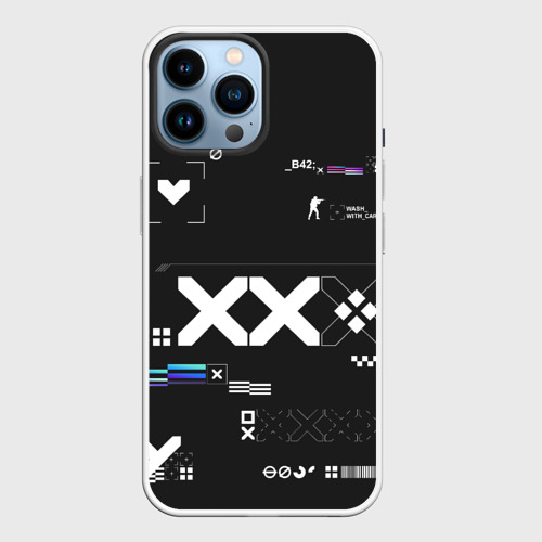 Чехол для iPhone 14 Pro Max Printstream style Поток информации Белизна 0.5,Чернота 1,Перламутр 1, цвет белый