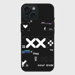 Чехол силиконовый для Apple iPhone 15 матовый Printstream style Поток информации Белизна 0.5,Чернота 1,Перламутр 1