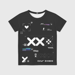 Детская футболка 3D Printstream style Поток информации Белизна 0.5,Чернота 1,Перламутр 1