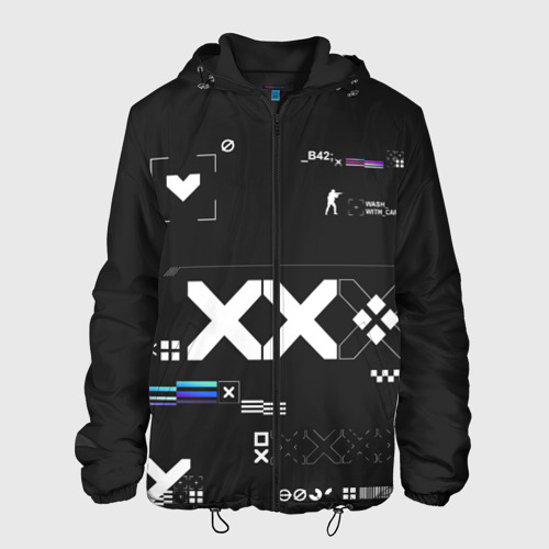 Мужская куртка 3D с принтом Printstream style | Поток информации (Белизна05,Чернота1,Перламутр1), вид спереди #2