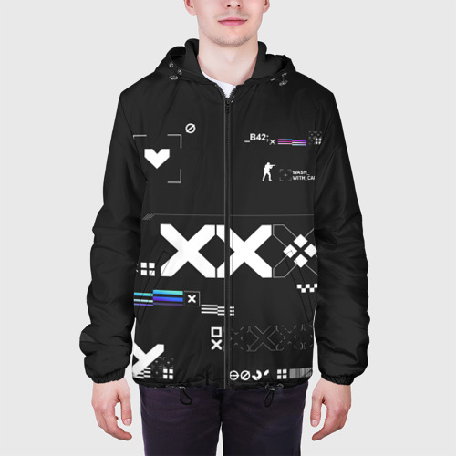 Мужская куртка 3D с принтом Printstream style | Поток информации (Белизна05,Чернота1,Перламутр1), вид сбоку #3