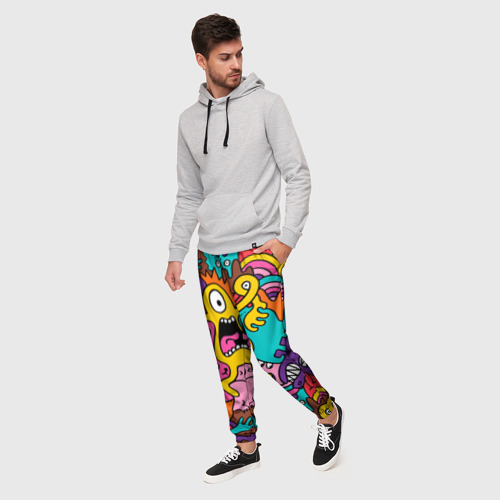 Мужские брюки 3D Crazy abstraction, цвет 3D печать - фото 3