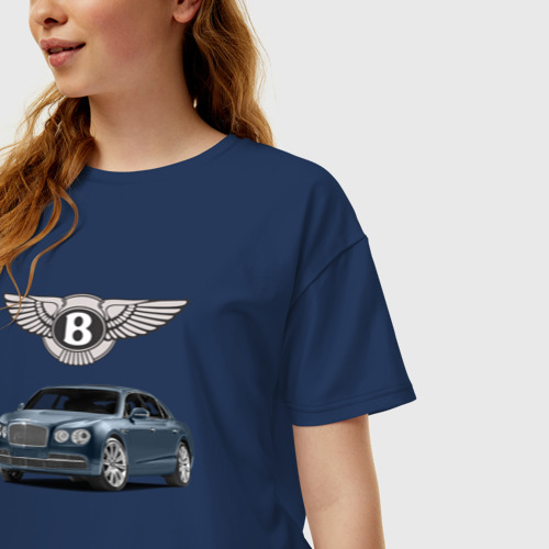 Женская футболка хлопок Oversize Bentley, цвет темно-синий - фото 3