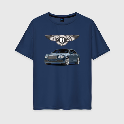 Женская футболка хлопок Oversize Bentley, цвет темно-синий