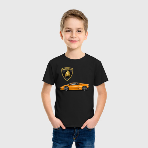 Детская футболка хлопок Lamborghini, цвет черный - фото 3