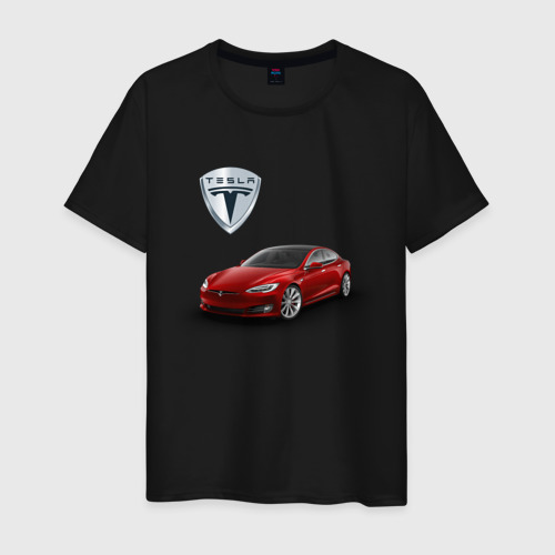 Мужская футболка хлопок TESLA, цвет черный