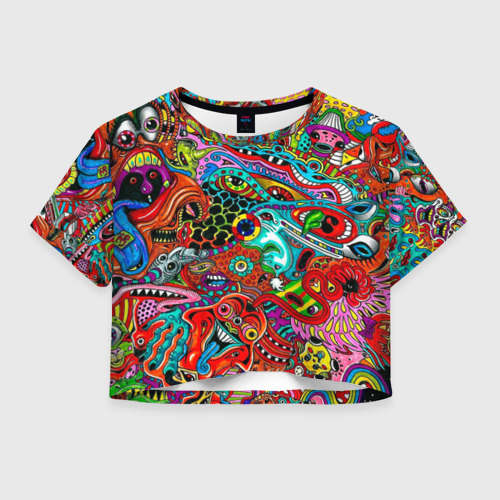 Женская футболка Crop-top 3D Яркая абстракция bright abstraction, цвет 3D печать