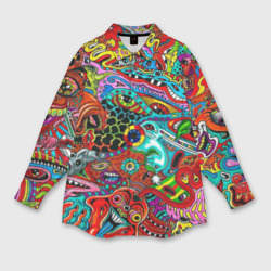 Женская рубашка oversize 3D Яркая абстракция bright abstraction