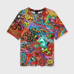 Женская футболка oversize 3D Яркая абстракция bright abstraction