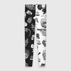 Леггинсы 3D Кровосток татуировки чб