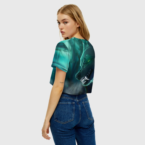 Женская футболка Crop-top 3D Волчий оскал, цвет 3D печать - фото 5
