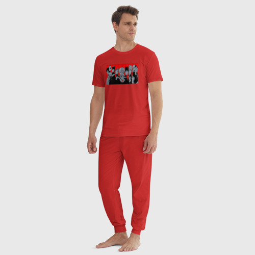 Мужская пижама хлопок Магическая битва, цвет красный - фото 5