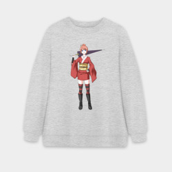 Женский свитшот oversize без начеса хлопок Kagura Gintama