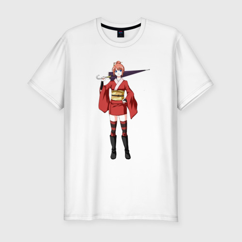 Мужская приталенная футболка из хлопка с принтом Kagura Gintama, вид спереди №1