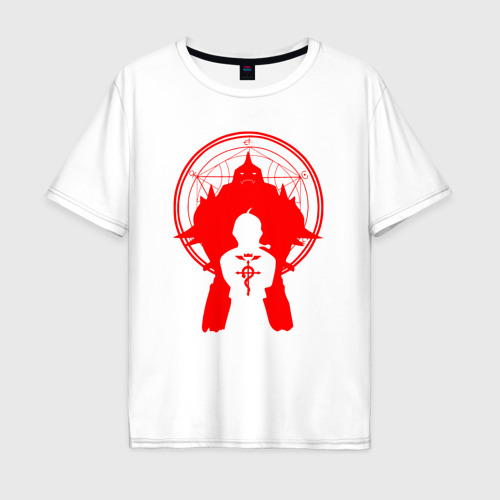 Мужская футболка из хлопка оверсайз с принтом Стальной алхимик, вид спереди №1