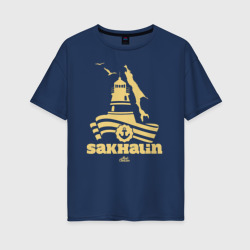 Женская футболка хлопок Oversize Sakhalin