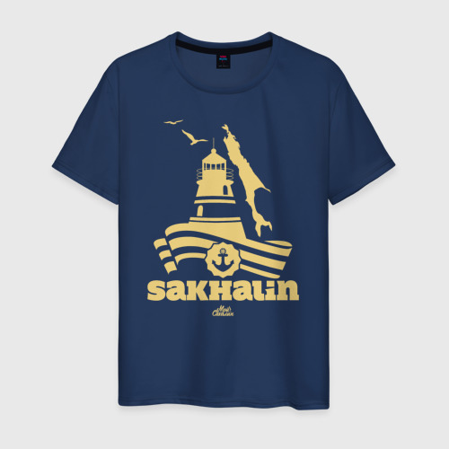 Мужская футболка хлопок Sakhalin, цвет темно-синий
