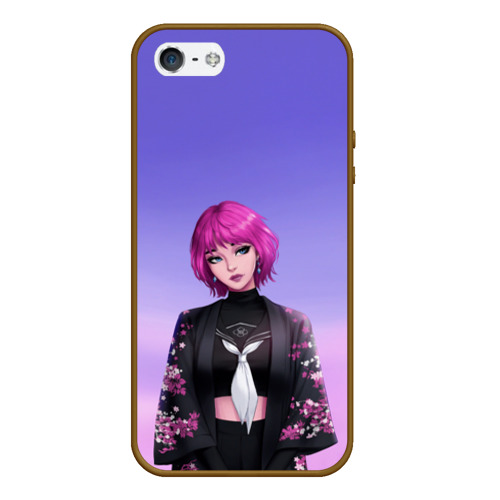 Чехол для iPhone 5/5S матовый Anime girl, цвет коричневый