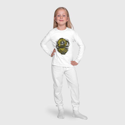 Детская пижама с лонгсливом хлопок Steampunk Old school diver, цвет белый - фото 7