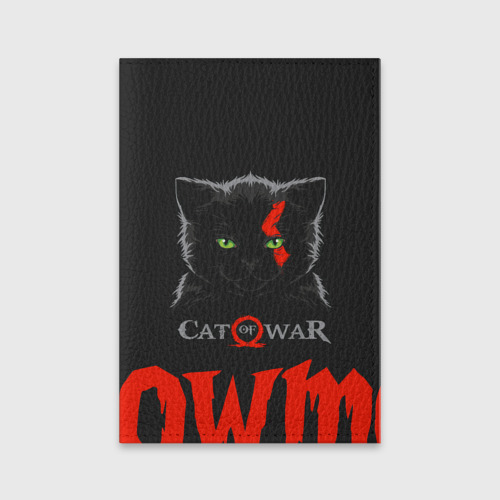 Обложка для паспорта матовая кожа Cat of war, цвет черный