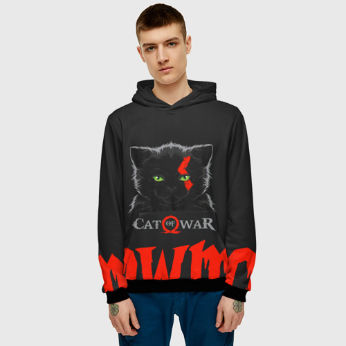 Мужская толстовка 3D Cat of war, цвет черный - фото 3