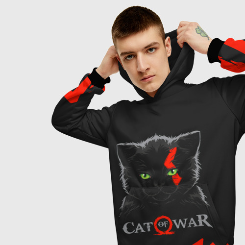 Мужская толстовка 3D Cat of war, цвет черный - фото 5