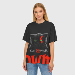 Женская футболка oversize 3D Cat of war - фото 2