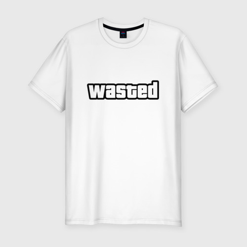Мужская футболка приталенная из хлопка с принтом Wasted, вид спереди №1