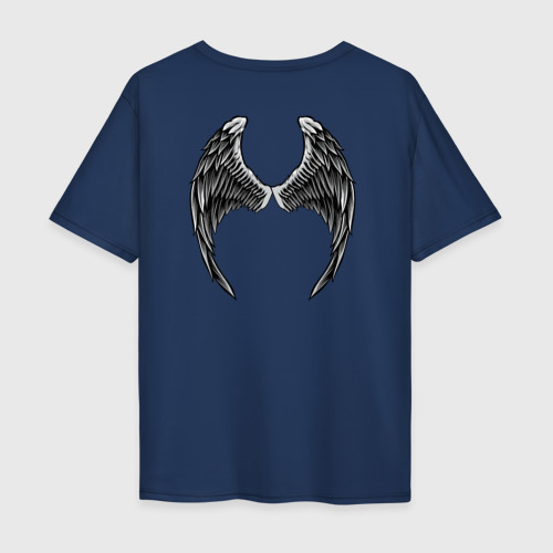 Мужская футболка хлопок Oversize с принтом Крылья ангела на спине, вид сзади #1