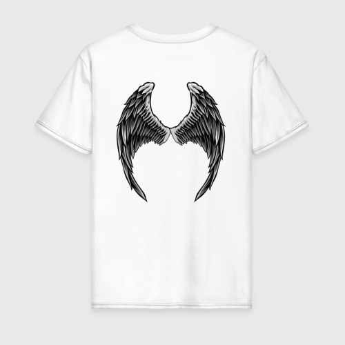 Мужская футболка из хлопка с принтом Крылья ангела на спине, вид сзади №1